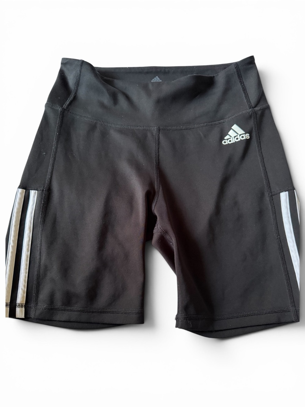 adidas Black Bike Shorts with Silver Stripes